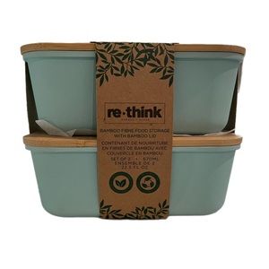 re•think Bamboo Fibre Food Storage with Bamboo Lids 22.5 OZ Set of 2 | NWT